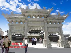 甘肃省农村牌楼景区楼门寺院石牌坊