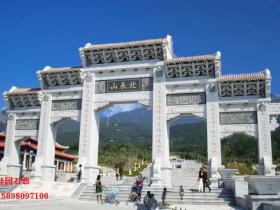 农村村口大门石牌坊村口门楼桂园石雕加工厂