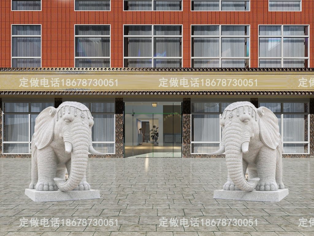 办公楼门前石雕大象