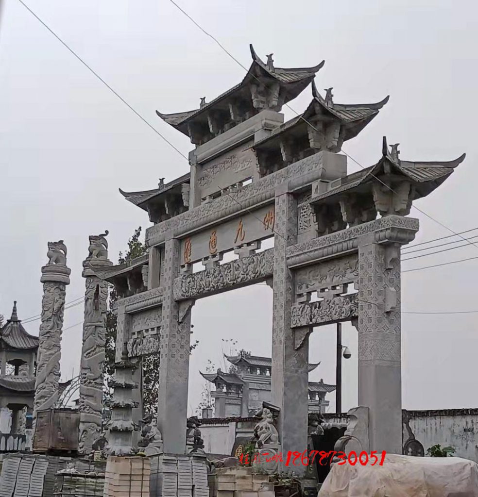 简单雕刻的三门五楼石牌坊报价