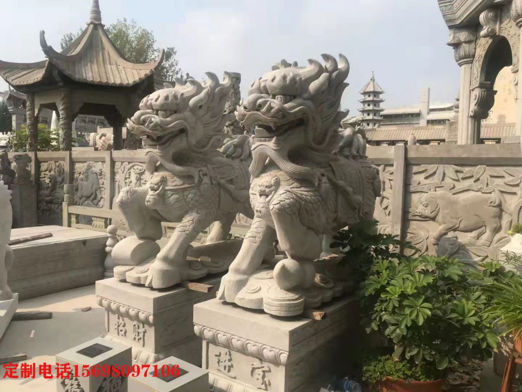 石狮子石麒麟图片