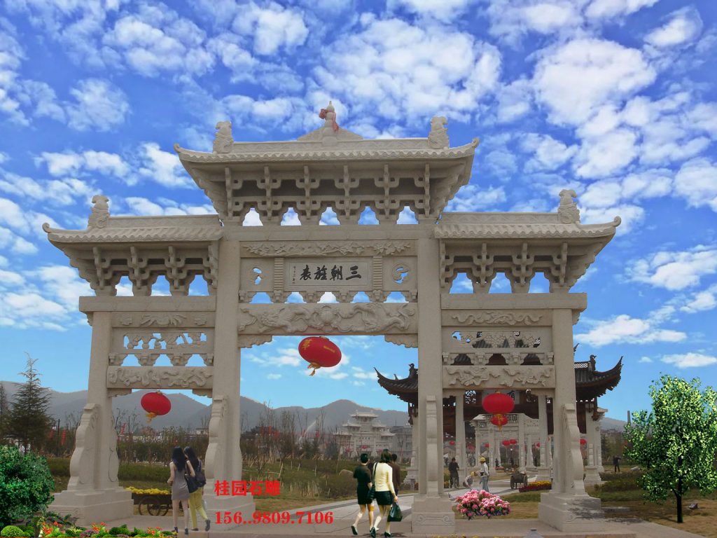 寺庙花岗岩石 牌坊