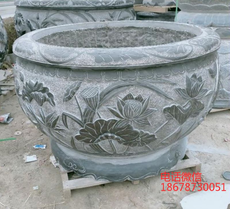 石雕花盆鱼缸